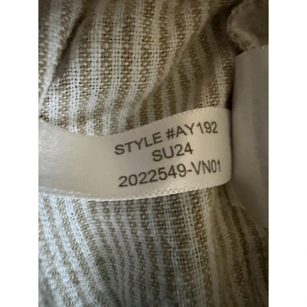 J. Crew Women's Linen Blend Pants Pockets Beach Beige & White Stripes Size 8